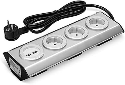 Navaris Multiprise avec Port USB - Rallonge 3X Prise Schuko Type F et 2X Port USB-a - Bloc Secteur Prise Multiple vissable avec câble 1,5 m