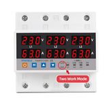 XPR3SS Taxnele 100A Three Phase SYN ASYNC Voltmeter Adjustable Over Under Voltage Current Limit Protection Voltage & Amp Meter Phase Loss & Phase Imbalance Protection Surge Protector (TVPS3-100AS)