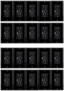 Kcmytoner Black 15 Amp GFCI Outlet with USB C Ports & USB-A,20PCS 24W Self-Testing GFCI USB Combo with LED Indicator, Tamper Resistant for Kitchen & Bathroom, Includes Wall Plate & Screws,ETL Listed