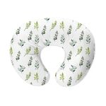 haus & kinder Newborn Nursing Feeding Pillow, Breastfeeding Pillows with Removable Cover, Infant Support for Baby and Mom Cradle 0-18 Months (Be-Leaf in Yourself, Cotton, Green)