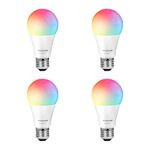 Sylvania WiFi LED Smart Light Bulb, 60W Equivalent Full Color and Tunable White A19, Dimmable, Compatible with Alexa and Google Home Only - 4 Pack (75674)