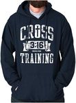 Brisco Brands Cross Training 3:16 Christian Hoodie Sweatshirt Women Men, Navy, Large