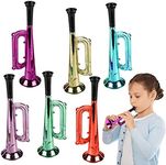 ArtCreativity 7 Inch Metallic Trumpets, Set of 12, Fun Plastic Musical Instruments Noise Makers for Parties and Events, Music Toys for Kids, Cool Birthday Party Favors for Boys and Girls