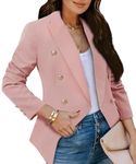 BETTE BOUTIK Womens Casual Pink Blazer Jacket Gold Button Long Sleeve Work Office Blazer Lapel Open Front Jacket L