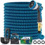 WeiKuoKA Expandable Garden Hose 50FT Water Hose with 10 Function Nozzle, Solid Brass Fittings with Leakproof Lightweight Retractable Hose, Extra Strength 3750D Durable Gardening Flexible Water Pipe