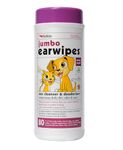 Petkin Jumbo Ear Wipes, 80-Count