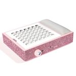 CHRISTINE SHELLY Nail Dust Collector with Reusable Filters, Powerful Vacuum Fan with Disposable Filter Cotton Dust Collection Machine Hand Pillow Diamond Surface for Nail Polish Gel Nails Salon, Pink