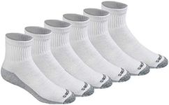 Dickies Men's Dri-Tech Quarter Grey Sole Shoe 6-12 Sock 10-13, White (6 Pairs), Large (Pack of 6)