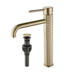 SHUNLI Brushed Gold Bathroom Faucet Vessel Sink Faucet 1 Hole Single Handle Brass Bathroom Vanity Faucet with Pop Up Drain