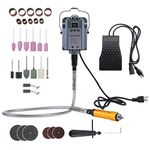YaeTek 1000W Electric Flex Shaft Hanging Grinder 500-30000 RPM Forward and Reverse Rotation Electric Multi-Function Metalworking Rotary Tools Foot Pedal Control for Carving Buffing