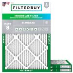 Filterbuy 21x22x1 Air Filter MERV 8 Dust Defense (3-Pack), Pleated HVAC AC Furnace Air Filters Replacement (Actual Size: 20.50 x 21.50 x 0.75 Inches)