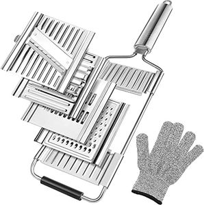 Multifunctional Grater Cheese Grater Multi-Purpose Vegetable Slicer Cutter Zester Shredder, Handheld Cheese Grater Stainless Steel for Kitchen 4-in-1 Vegetable Chopper Cut Set for Lemon,Veggies,Fruits