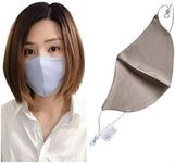 ROSEWARD 100% Mulberry Silk Face Mask Breathable Cooling with Filter Pocket Washable Reusable Adjustable-Blue & Light Gray/2 Pack