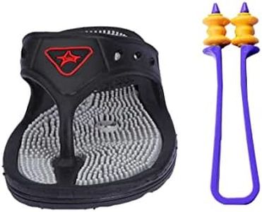 EKIN Acupressure slipper acupressure sole with magnetic power flip flops acupressure foot feet massager slippers for men women children chappal blood circulation body massager_Black_8