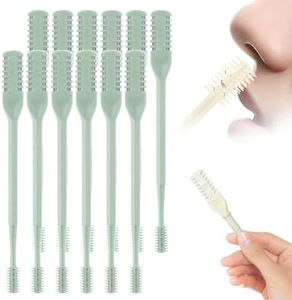 2-in-1 Nasal Hair Cutter, 2025 New Double Sided Nose Hair Knife, Portable Nostril Hair Remover Tool, 360° Rotating Nose Hair Trimmer with Ear Picker for Women and Men (Green, 12 PCS)