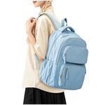 SEAFEW School Backpack for Men Women College High School Bag Lightweight Laptop Bookbag Water Resistant Casual Daypack for Boys Girls for Travel Work C5- Light Blue