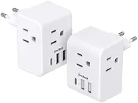 2 Pack European Travel Plug Adapter