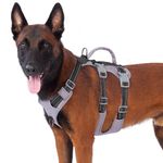 Huntboo Reflective Dog Harness with Handle, Escape Proof, No Slip, Breathable, Lightweight, Adjustable Lift Harness for Small, Medium, and Large Dogs Walking, Training, and Running Gear(Black,L)