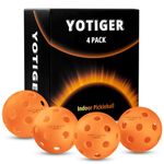 YOTIGER Indoor Pickleball Balls 4-Pack, 26 Holes High Bounce Durable Orange Pickle Balls, Perfectly Balanced Pickleball Ball for All Style Pickleball Paddles & All Skill Levels