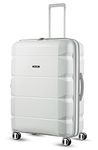 LUGGEX Checked Luggage with Spinner Wheels, PP Lightweight Suitcase for Travel (White, 28 Inch), Grey White, Checked-Large 28-Inch, 28 Inch Suitcase