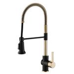 KRAUS Britt Commercial Style Pre-Rinse Kitchen Faucet with Deck Plate in Brushed Gold/Matte Black, KPF-1690BGMB