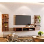 Wakefit TV Unit for Living Room | 1 Year Warranty | TV Unit, TV Stand Wall Mount, Wall Mount TV Stand, Diwali Gifts, Engineered Wood with Wall Mount Display Rack Upto 42'' (Cosby, Columbian Walnut)