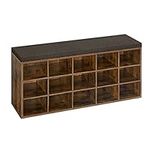 VASAGLE Shoe Bench, Storage Bench, Shoe Rack Bench, 15 Compartments, Rustic Brown and Brown ULHS15BX