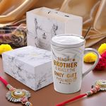 Gleevers Coffee Mug with Lid and Spoon| Gift Bag and Gift Box Included | Gift for Brother on Birthday, Best Gift for Brother | Ceramic Coffee Mugs and Cups | Grey