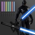 Amaxshiirchy Lightsaber for Adults RGB 15 Colors Rechargeable,Force FX Heavy Dueling,3 Sound Modes,Metal Hilt Light Saber Swords Set,Cosplay,Adult Gifts (Black)