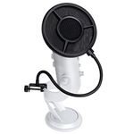 SUNMON Blue Yeti Pop Filter for Microphone - Upgraded 6 Layer Pop Filter Strong Support Gooseneck Stable L-Clamp, Metal & Sponge Micropone Filter for Blue Yeti, HyperX QuadCast and Other Microphone