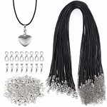 FYSL Necklace Cord 120Pcs Waxed Necklace Cord Black Cord Necklace Necklace Cord with Clasp for DIY Jewelry Making(60 Cord Necklace, 60 Necklace Pinch Clasp)