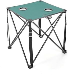 ARROWHEAD OUTDOOR 26” (66cm) Heavy-Duty Portable Camping Folding Table, 2 Cup Holders, Compact, Square, Carrying Case Included, Steel Frame, High-Grade 600D Canvas, USA-Based Support