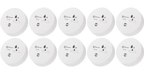 Geevon 10 Pack Water Leak Detectors, 100dB Water Sensor Alarm Flood Detection Water Alarms for Basements, Bathrooms, Laundry Rooms, Kitchens, Garages, and Attics, Battery-Operated (Battery Included)