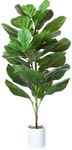 CROSOFMI Fake Plants Fiddle Leaf Fig Tree 95cm Artificial Faux Plants for Indoors and Outdoors Plastic Pot for Office Home House Party Decorations (1 PACK)