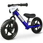 KRIDDO Toddler Balance Bike 2 Year Old, Age 24 Months to 5 Years Old, 12 Inch Push Bicycle with Customize Plate (3 Sets of Stickers Included), Steady Balancing, Gift Bike for 2-3 Boys Girls, Blue