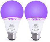 TBE LIGHTING UV LED Bulbs - 2 Pack - 9w Ultra Violet Black Light Bulbs - B22 Standard Bayonet Fitting - 395-400nm wavelength, Energy Saving Long Life LED A60 Bulb - 20,000Hrs Life Expectancy