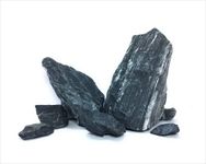 AquaRocks Stygian Black Rock with Greyish White Lines for Aquarium Decoration, Reef Tank Setup, Terrarium, Hardscape Creation, etc (Colour: Obsidian Black, 3.7kg)