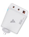 DR VAKU® 65W USB Type C Adapter wall charger with Triple Output Original Fast Charging with GaN Technology for iPhone 15/15 Plus/15 Pro/15 Pro Max, 14/14 Plus/14 Pro/Max, 13/12 Series (White)