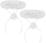 Pack of 2 Angel Halo White Halo Headband - White Halo for Halloween or Christmas Halo Costume - Angel Halo Headband Kids Adult Halo Angel Headband - Fluffy White Angel Headpiece as Angel Accessories