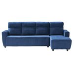 Wakefit Sofa Set for Living Room | 3 Year Warranty | L Shape Sofa, Sofa Set, Wooden Sofa Set for Living Room, 3 Seater Sofa + Right Aligned Chaise - Belize (Fabric, Velvet Blue)