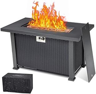 44 Inch Propane Fire Pit Table, PioneerWorks 50000BTU Rectangle Fire Table with Cover & Rain Cover, Sturdy Steel and Iron Fence Surface, CSA Safety Certified, Companion for Your Garden