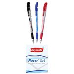 Reynolds RACER GEL Pen SET - 10 PENS (6 BLUE 2 BLACK 2 RED) | PENS WITH COMFORTABLE GRIP | GEL PENS FOR WRITING | PEN FOR STUDENTS & OFFICE STATIONERY | 0.5 mm TIP SIZE