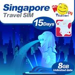 Happy Singapore Sim 15 Days Unlimited Data Travel Sim Card | No Daily Limit | 8GB of 4G LTE High-Speed Data Then 128kbps | Easy Activation | No Registration