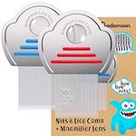 Adamson Lice Comb Duo - Stainless Steel Lice Comb for Kids x 2 - Effective Nit Comb - Lice Combs for Thick Hair - Durable and Easy to Clean - Red and Blue Set