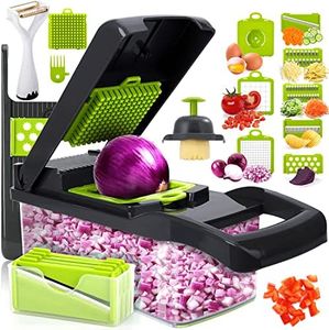 Vegetable Chopper, 15 in 1 Mandoline Veg Chopper and Dicer, Food Chopper, Chopper for Salad Onion Veg Garlic Potato, Kitchen Multifunctional Vegetable Cutter (Gray)