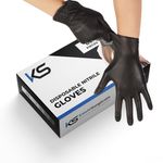 Kashi Surgicals Powder Free Nitrile Gloves, Food Grade, Made In Malaysia (Medium, Black, Box Of 80) (Medium), Pack of 1