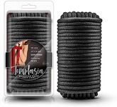 Blush Novelties Temptasia Black Bondage Rope - 32 Feet No-Slip Shibari Rope of 100% Cotton Soft BDSM Bonds - Easy to Clean Machine Washable -Thick and Sturdy for Heavy Duty Binding - Kinky Sex Toy