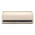 Brabantia Roll Top Bread Box (Soft Beige) Large Grip Front Opening, Partially Flat Top Bread Box, Fits 2 Loaves, Ideal for Kitchen Counter