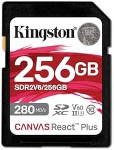 Kingston Canvas React Plus V60 SD Memory Card, 256 GB