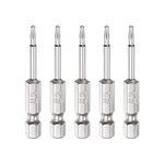 HARFINGTON 5Pcs Security Torx Bit 1/4" Hex Shank 2" Long Drill Bits T8 Torx Star S2 Steel Magnetic Tamper Resistant Screwdriver Bit